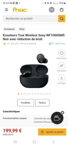écouteur sans fil sony wf1000 - écouteur,